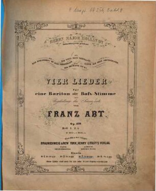 Vier Lieder für eine Bariton oder Baß-Stimme mit Begleitung des Pianoforte : op. 109, 3. Glück auf, mein Deutschland