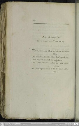 An Amalia. nach unserer Trennung