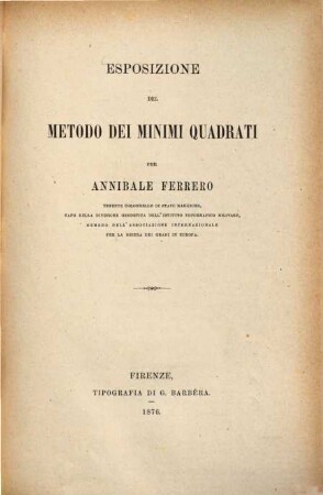 Esposizione del metodo del minimi quadrati