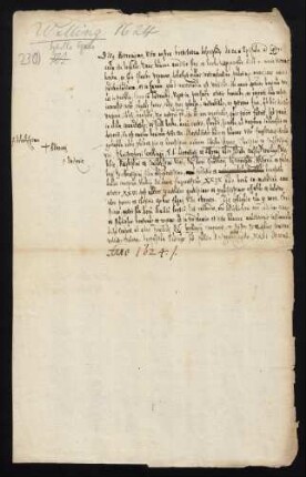 Todesanzeige der Sibylla Agnes, Ehefrau des Lic. iur. utr. Christophorus Wellingius, supremi consilii advocatus, 1624.