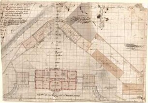 Pedetti, Peter Moritz (Maurizio); Pfünz bei Eichstätt; Schloss (Codex Aureatinus) - Lageplan, Grundriss 1. OG