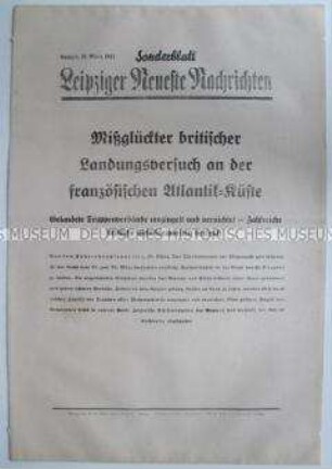 Sonderblatt der "Leipziger Neuesten Nachrichten" zum Kriegsverlauf in Frankreich