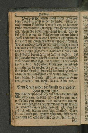 V. Vom Trost wider die Furcht des Todes. Bild gegen Bild.