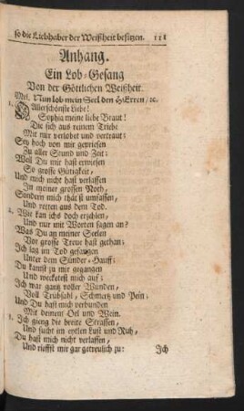 Anhang. Ein Lob-Gesang Von der Göttlichen Weißheit.