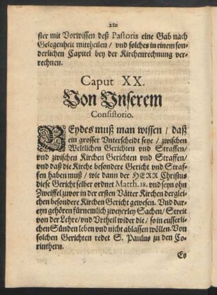 Caput XX. Von Unserem Consistorio.
