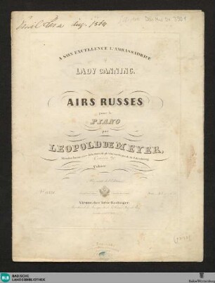 Airs russes pour le piano : oeuvre 20