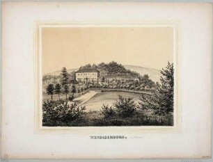 Das Rittergut in Wendischbora bei Nossen (Nossen-Wendischbora) westlich von Dresden, Blatt aus dem Album der Rittergüter und Schlösser im Königreiche Sachsen
