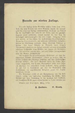 Vorrede zu vierten Auflage
