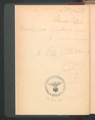 [Dedicatoria manuscrita] A mi amigo el Dr. Roberto Lehmann Nitsche