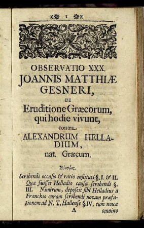 Observatio XXX. Joannis Matthiæ Gesneri, ...