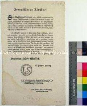 Verordnung von Maximilian Joseph Pfalzgraf von Pfalz-Zweibrücken