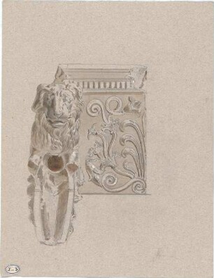 Lange, Ludwig; Lange - Archiv: I.3 Griechisch-römischer Stil - Löwenfigur (Ansicht)