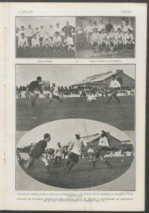Partido de football jugado en Avellaneda, entre el Racing y Defensores de Belgrano, en el que resultó ganador el primero por 3 a 1