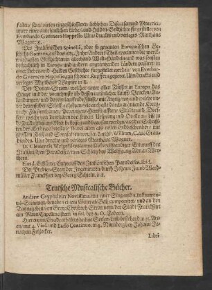 Teutsche Musicalische Bücher.
