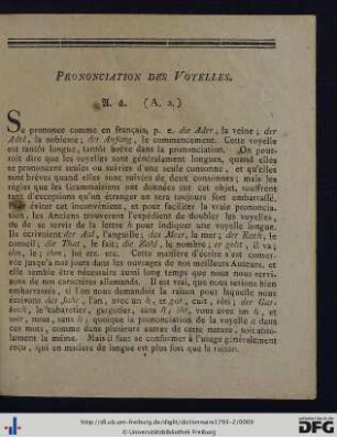 Prononciation des Voyelles.