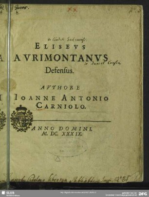 Eliseus Aurimontanus defensus