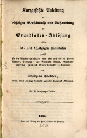 Kurzgefasste Anleitung zur richtigen Verständniss und Behandlung der Grundlasten-Ablösung mittels 34- und 43jährigen ??
