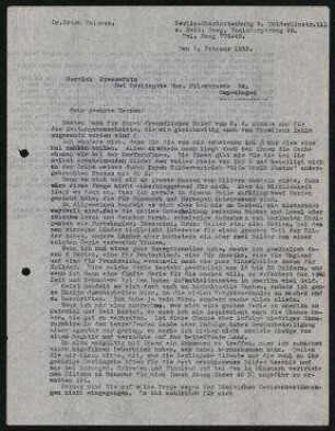 Brief von Erich Salomon an Nordisk Pressefoto, Kopenhagen