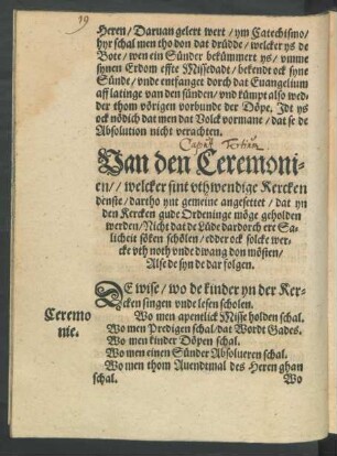 Van den Ceremonien// welcker sint uthwendige Kercken denste ...