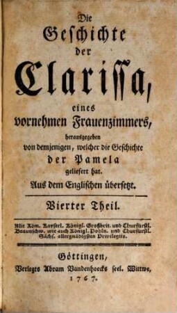 Die Geschichte der Clarissa, eines vornehmen Frauenzimmers, 4