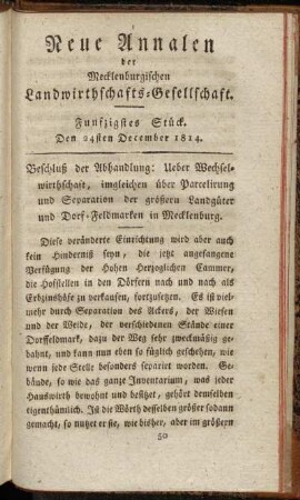 Funfzigstes Stück. Den 24sten December 1814.