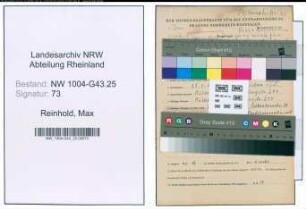 Entnazifizierung Max Reinhold , geb. 25.01.1898 (Betriebsfuehrer)