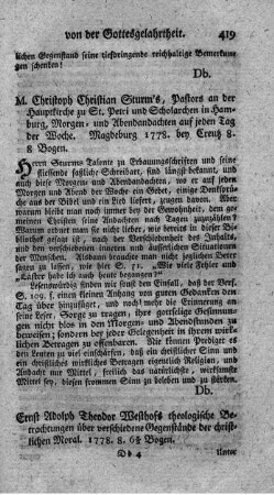 Morgen- und Abendandachten auf jeden Tag der Woche.
