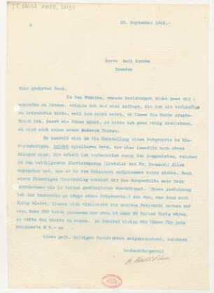 Brief an Emil Kronke : 23.09.1910