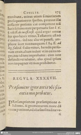 Regula XXXXVII. Praesumitur ignorantia ubi scientia non probatur