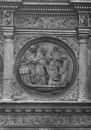 Alabasteraltar von Jean Mone mit Darstellungen der sieben Sakramente — Firmung