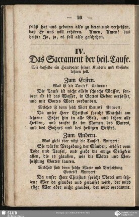 IV. Das Sacrament der heil. Taufe