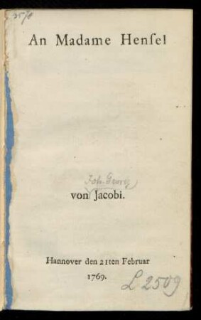 An Madame Hensel