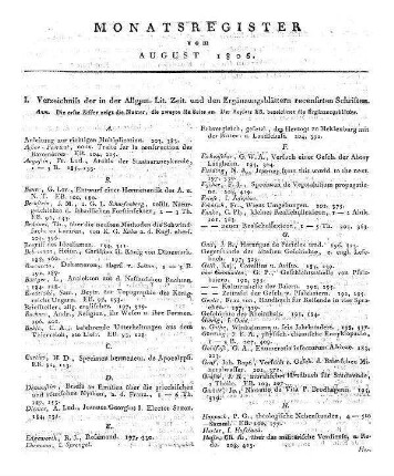 Monatsregister August