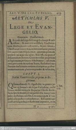 Articulus V. De Lege Et Evangelio