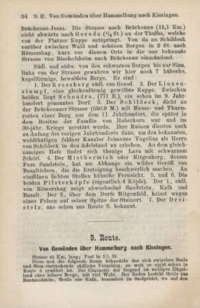 9. Route. Von Gemünden über Hammelburg nach Kissingen.