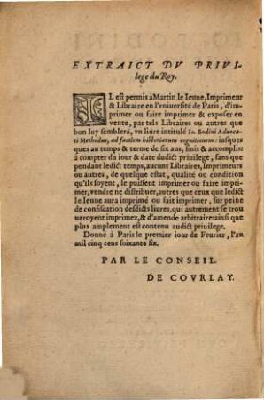 Jo. Bodini Andeg. in Parisiorum senatu advocati methodus, ad facilem historiarum cognitionem
