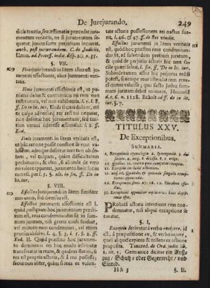 Titulus XXV. De Exceptionibus.
