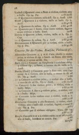 Concerte für die Violine, Bratsche, Violoncell &c.