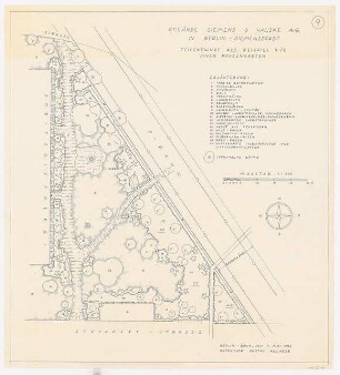 Gartenanlage Siemens & Halske, Berlin-Siemensstadt: Teilentwurf als Beispiel für einen Pausengarten: Grundriss 1:100