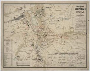 Plan vom Verlauf der Kohlenbahnen bei Zwickau, 1:10 000, Lithographie, 1887