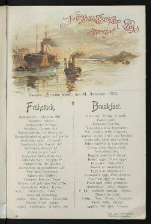 Frühstück auf der "Prinzess Irene"