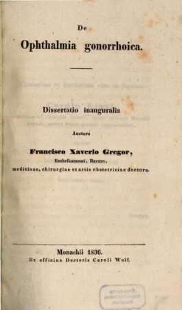 De ophthalmia gonorrhoica : Dissertatio inauguralis