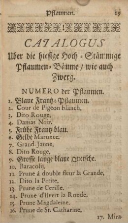 Numero der Pflaumen.