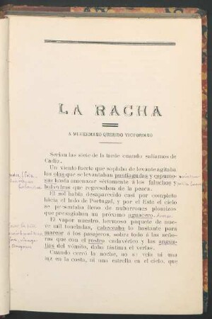 La racha : Á mi hermano querido Victoriano