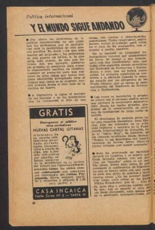 Y el mundo sigue andando : Política internacional