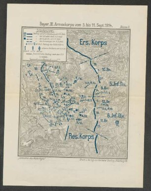 Skizze 3. Bayer. III. Armeekorps vom 3. bis 11. September 1914.