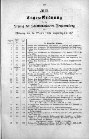Tages-Ordnung. No. 18 (381-409), 14. Oktober 1907