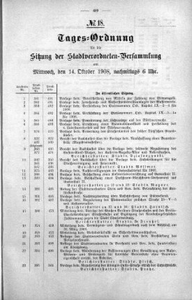 Tages-Ordnung. No. 18 (381-409), 14. Oktober 1907