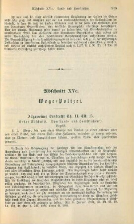 Abschnitt XVc. Wege-Polizei