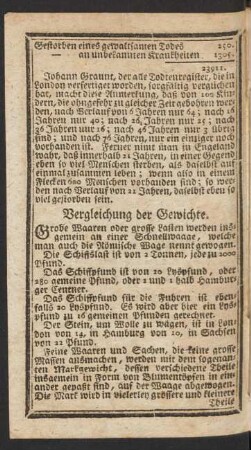 Vergleichung der Gewichte.